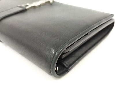 Yves Saint Laurent Bifold Long Wallet Leather Black 414567
