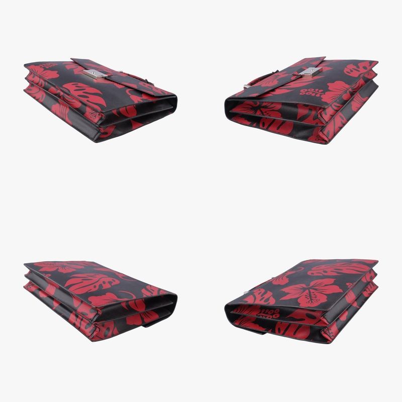 Prada Hibiscus Sound Rosso Red And Black Saffianoleather 134