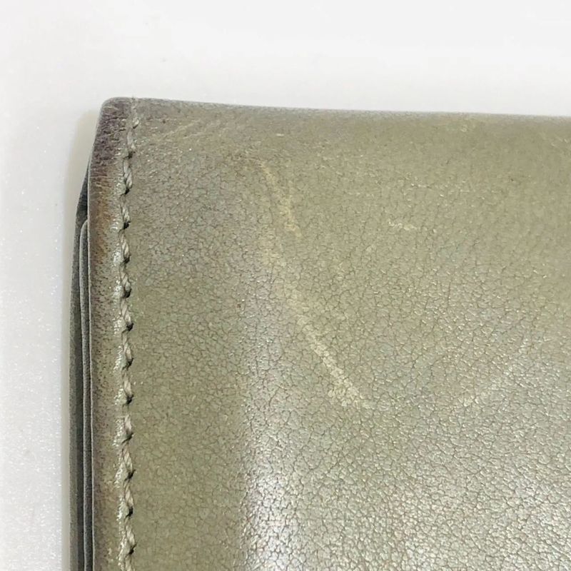Bvlgari Bvlgari Business Card Holder Olive Leather Men's Preowned 005667
