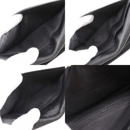 Gucci GG 146229 Striped Leather Black Unisex Long Wallet