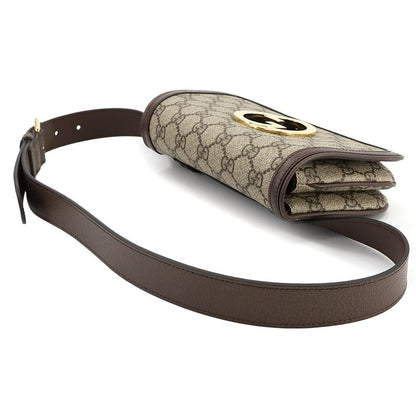 Exhibit Gucci Blondi GG Supreme Belt Bag Waist Pouch Leather Beige Brown 703807