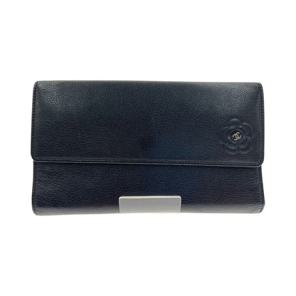 Chanel Camellia Butterfly Flap Wallet Wallet Long Wallet Black