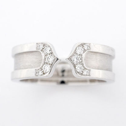 Cartier Ring C2 18K White Gold White Togo Old Diamond #55 Men Women Unisex