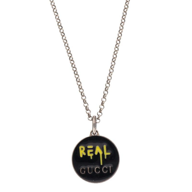 Gucci Ghost REAL Logo Silver Necklace Men's