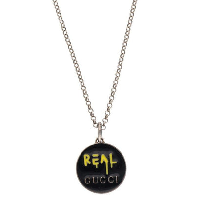 Gucci Ghost REAL Logo Silver Necklace Men's