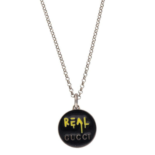 Gucci Ghost REAL Logo Silver Necklace Men's