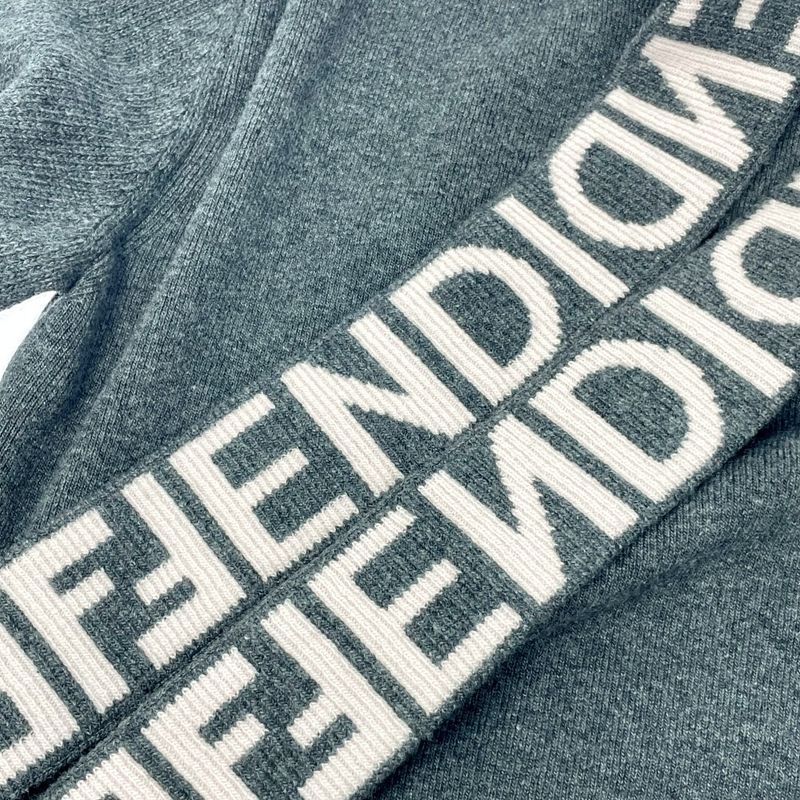 Fendi Wool Logo Sweater with Tie Gray 371396 Sweater