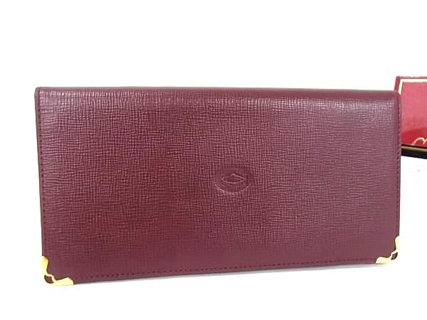 Cartier Must Line Leather Bifold Long Wallet Men's Bordeaux Fj2938