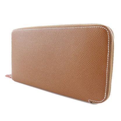 Hermes Azap Silk-in Vaux-epson Brown □Q Ladies Long Wallet