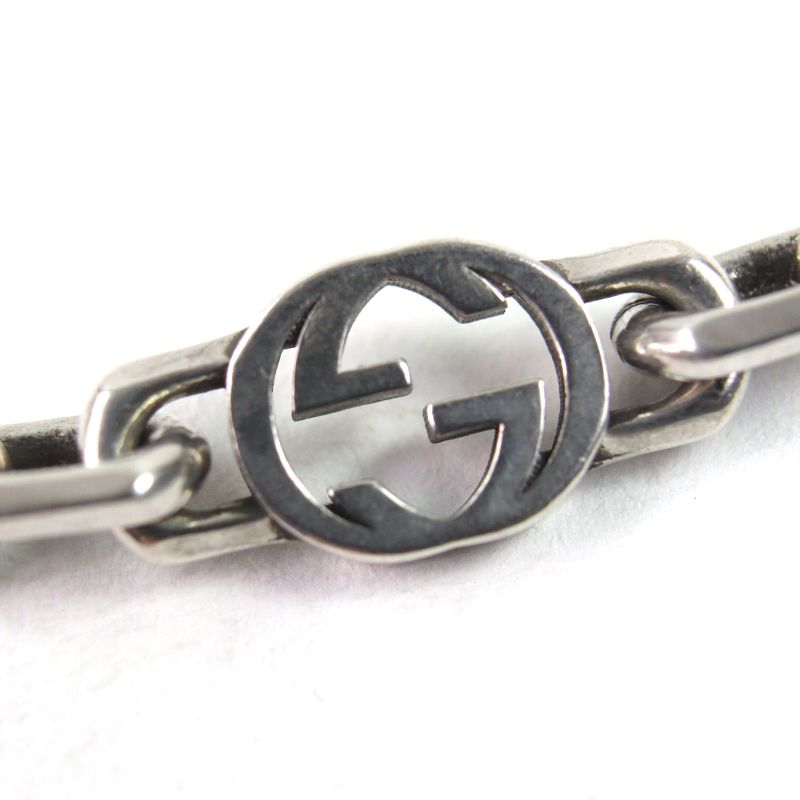 Gucci 620798 Ag925 Interlocking G Aged Clasp Closure Bracelet Silver With 17