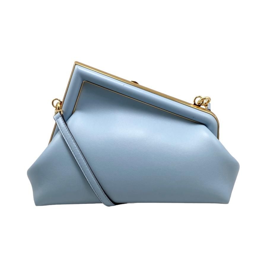 Fendi Shoulder Bag First Small Bag 8bp129 ABVE F1993 Blue Gold Hardware Fendi