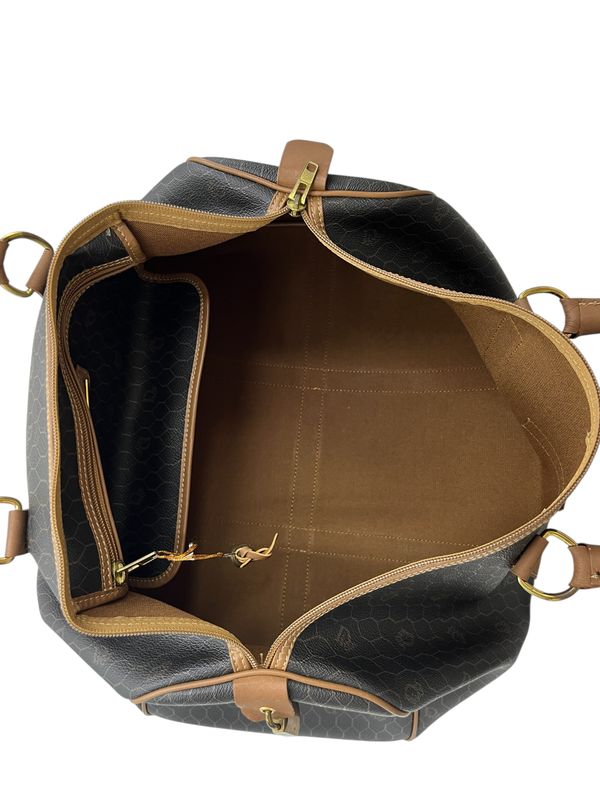 Christian DIOR Boston Bag With Honeycomb Pattern Brown