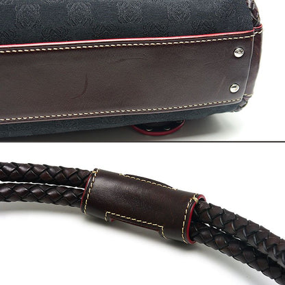 Loewe Semi Shoulder Bag Canvas And Leather Anagram Pattern Black And Brown