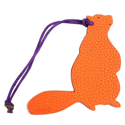 Hermes Petite Ash Beaver Epson/togo Bagcharm Pink/orange With Boxwomen's Large