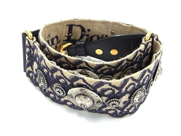 DIOR Trotter Embroidery Canvas Shoulder Strap For Bags Shoulder Strap In Navy