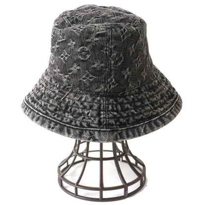 Louis Vuitton 410907 Cotton Monogram Denim Hat Bucket Hat Black S Made In