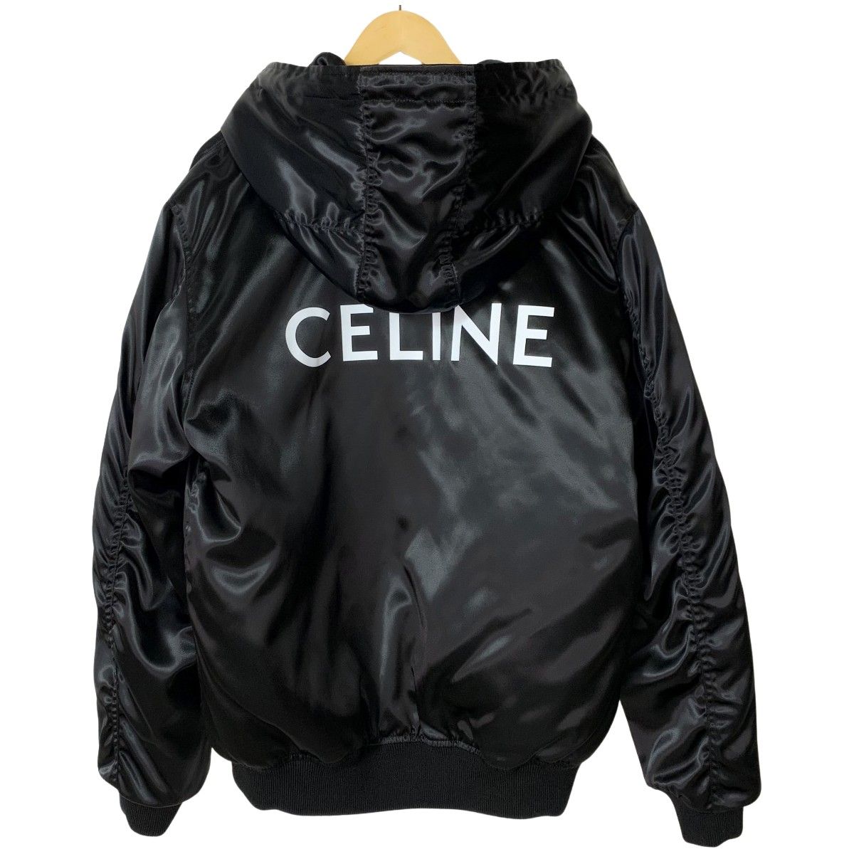 Celine Bomber Jacket Satin Nylon 048s 2w749 38no Black Men's Clothing