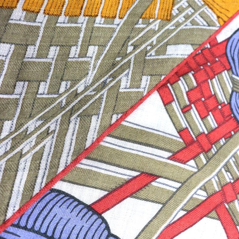 Hermes Triangle Jean Massin & Massin Cashmere Silk Blue Lavande / Miel / Gris