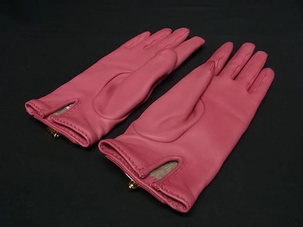 Hermes Kelly Lambskin Gold Hardware Gloves Women's Pink Fb5992