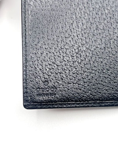 Gucci Long Wallet Sherry Line Fold Wallet Black Leather 09bs257