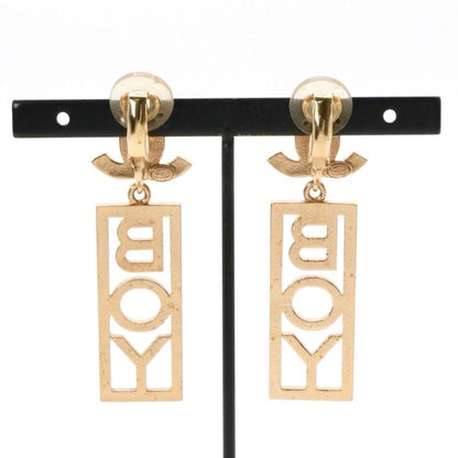 Chanel Earrings Earring Gold Coco Mark BOY Rhinestone