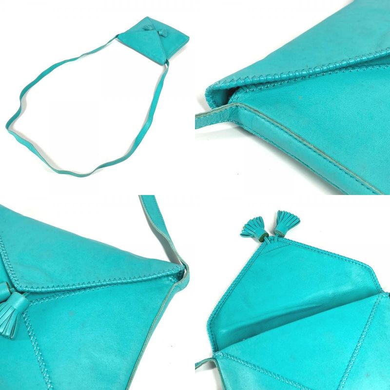 Hermes Shoulder Bag Sac Pompon Leather Turquoise Blue