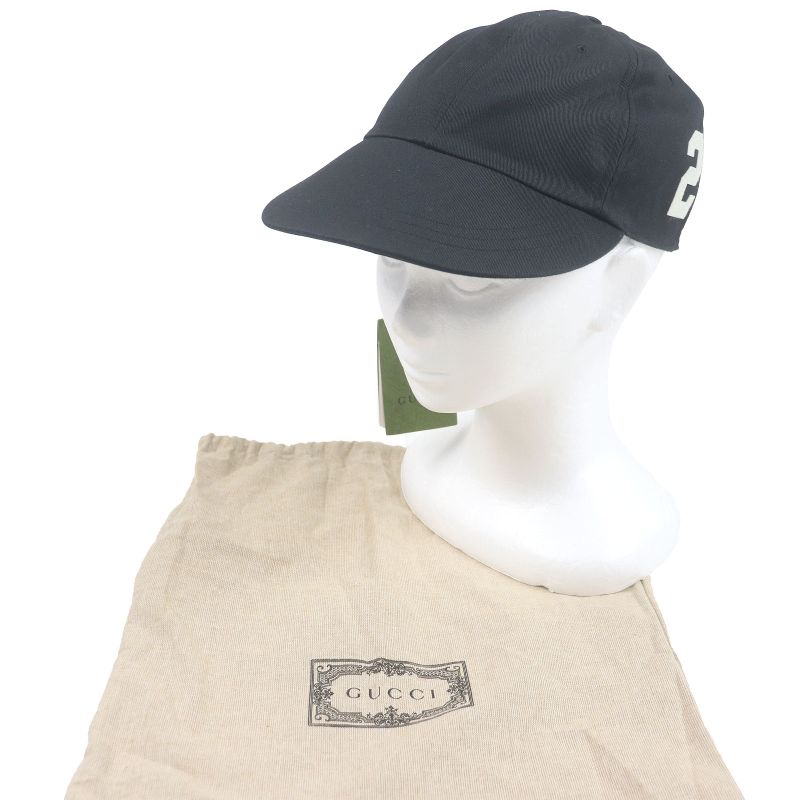 Gucci 23AW 751400 Logo Patch Rubberized Baseball Cap Black L/59cm (23.23in)