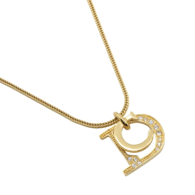 [dior] Christian Dior DC Gold Plated And Rhinestone Ladies 7.8g Necklace