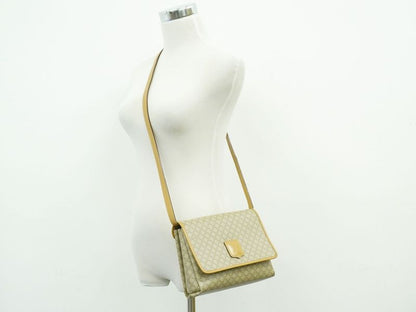 Authentic Celine Macadam Shoulder Bag Pochette PVC Beige Macadam Bag Pre-owned