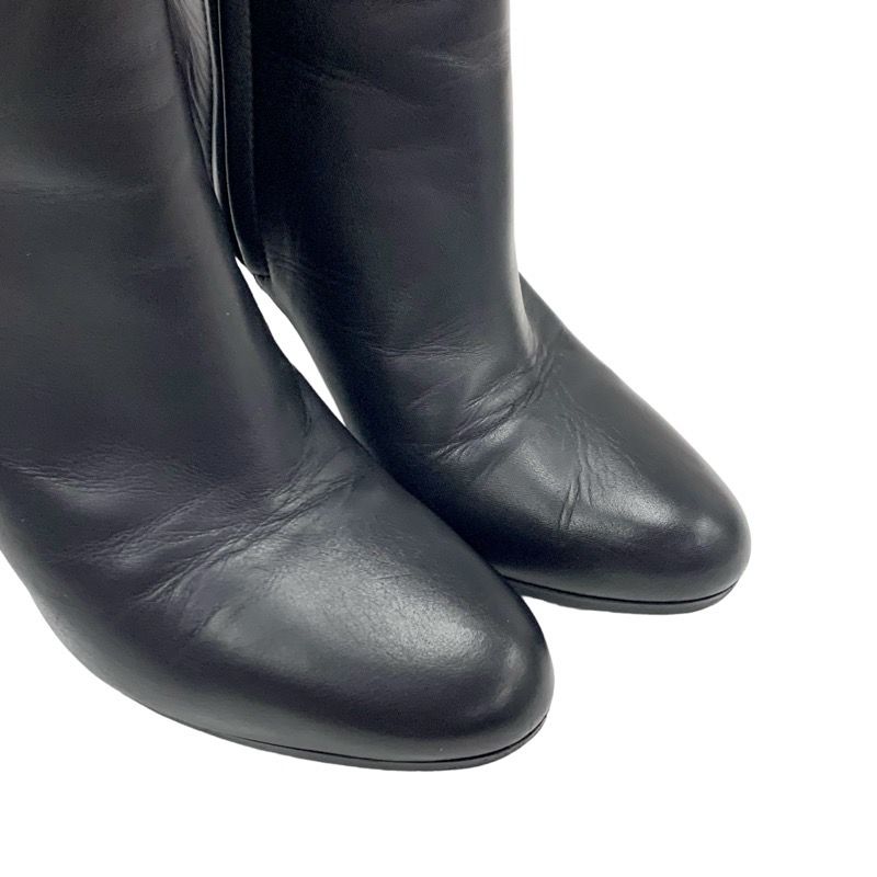 Hermes Boots Short Boots Shoes Leather Black Silver Kelly Hardware