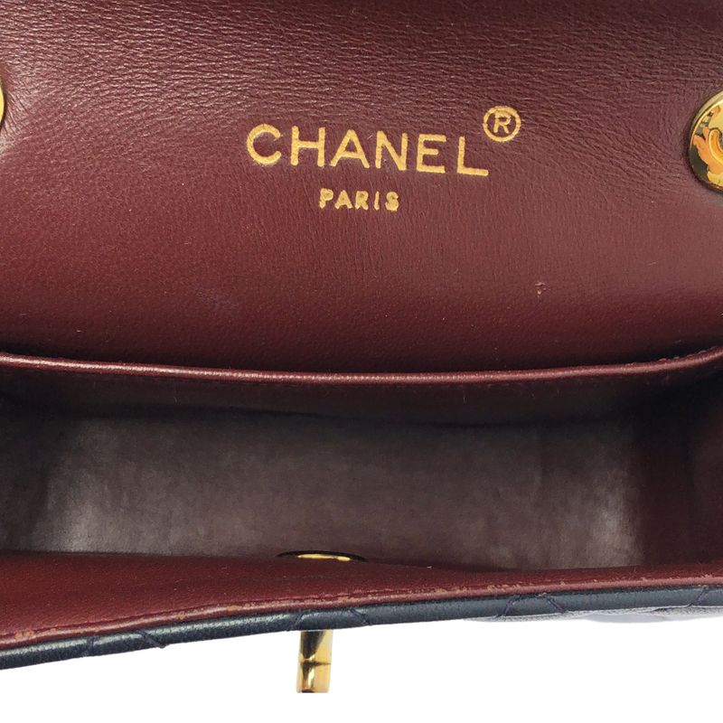Chanel | Single Flap Mini Matelasse Lambskin Shoulder Bag | Navy Bordeaux |