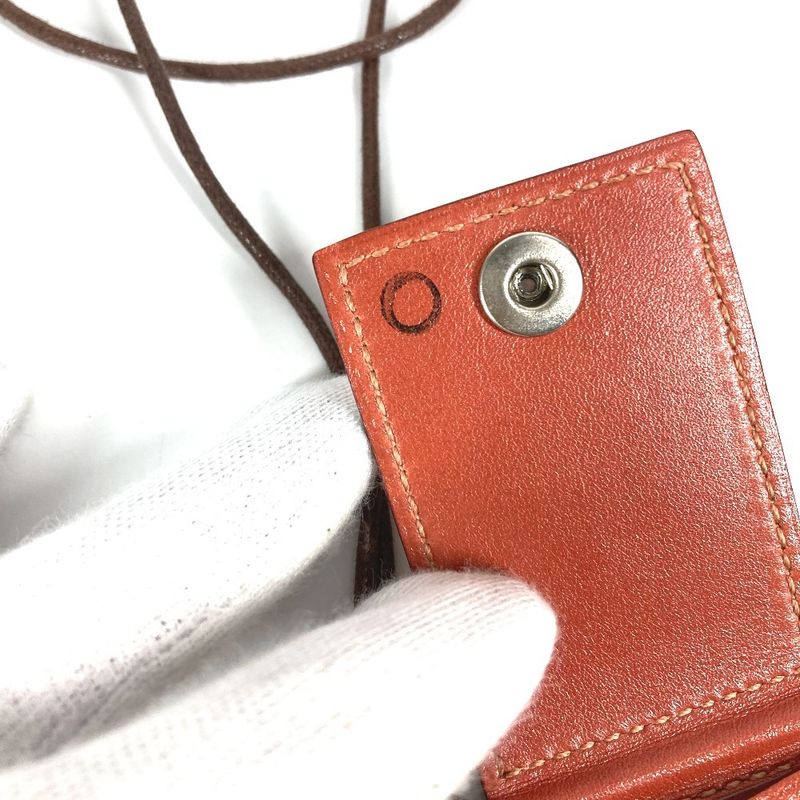 Hermes Necklace Photo Case Photo Pendant Leather Pink