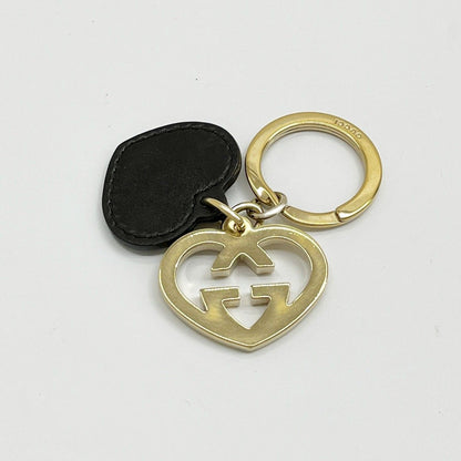 Gucci Key Holder Heart-Shaped Leather Gold X Brown