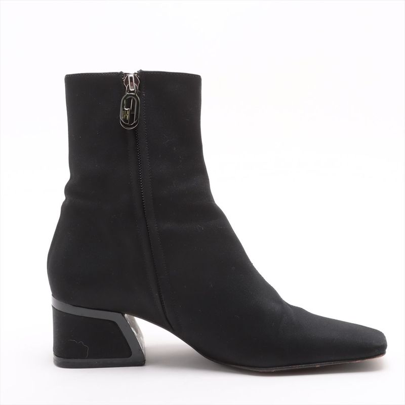 Gucci Satin And Leather Short Boots Women's 36 C 104 0252 Black Made In Italy