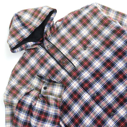 Balenciaga 23SS 699223 Bleached Plaid Hooded Shirt 100% Cotton Vintage Finish