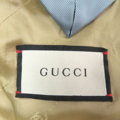 Gucci 625378 100% Wool Logo Patch Single Bleather Tailored Jacket Gray 50 Made