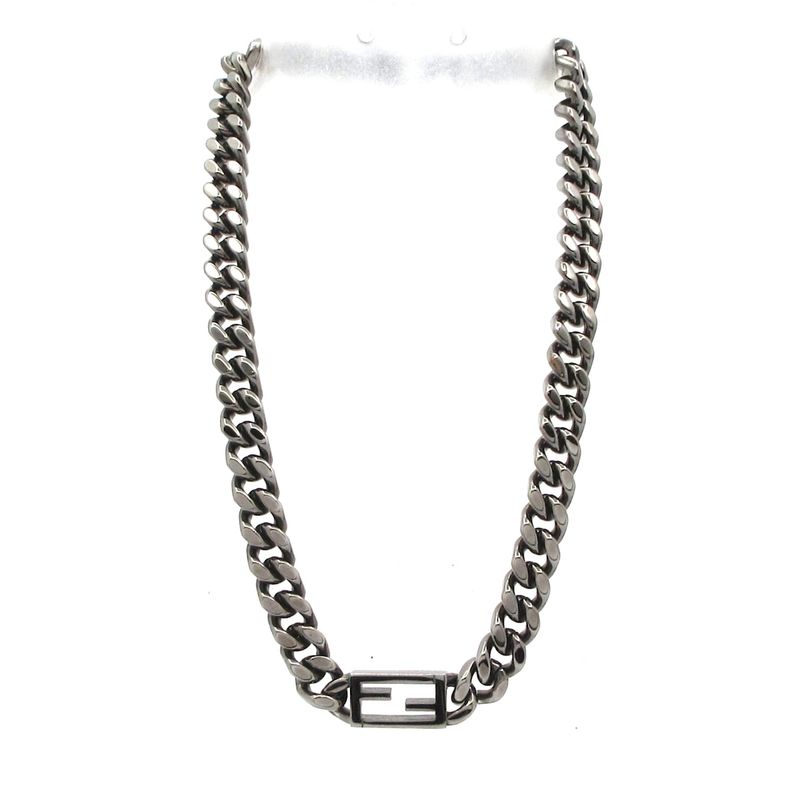 Fendi Necklace Baguette Black Chain
