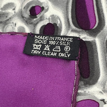 Hermes Carre 90 VIF Argent Silver Drop Orange Silk Scarf With Purple Box