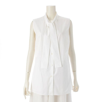 Prada 19 Cotton Bow Tie Sleeveless Blouse White 42