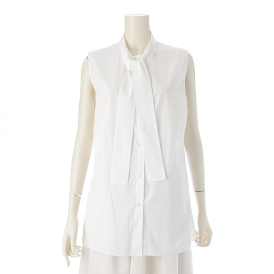 Prada 19 Cotton Bow Tie Sleeveless Blouse White 42