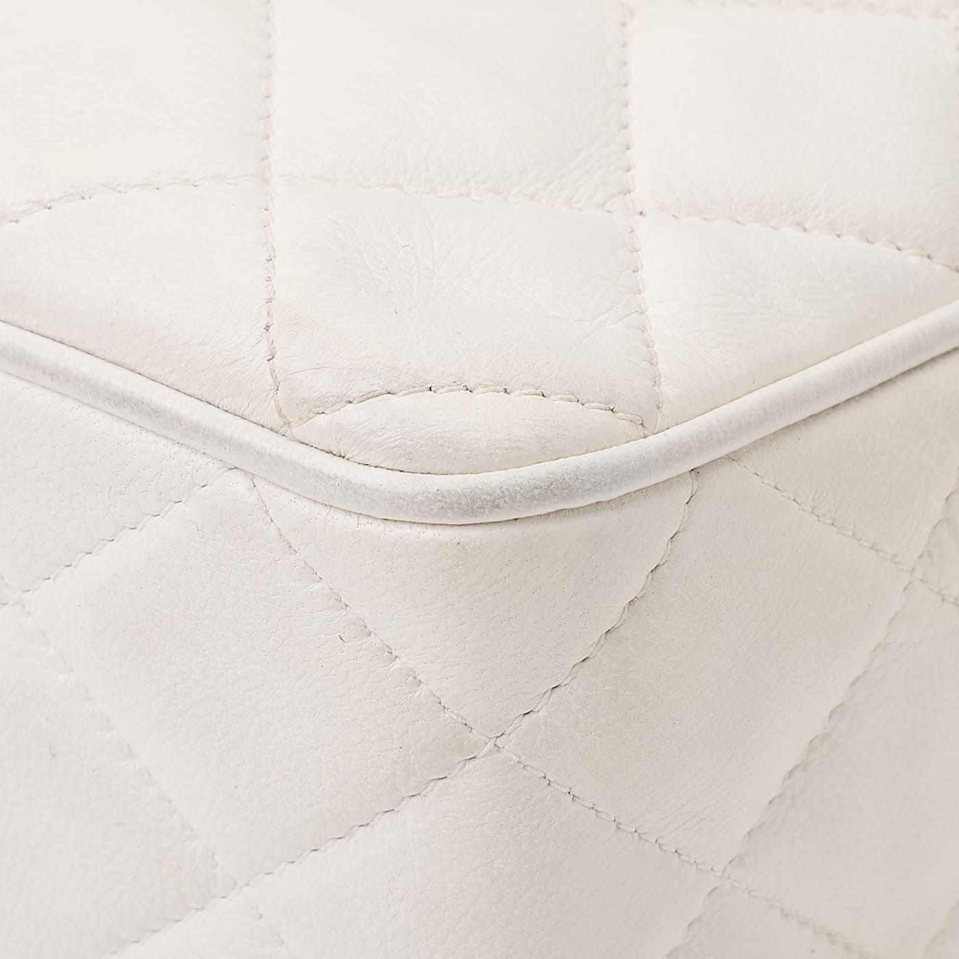 Chanel Matelasse Coco Mark With Fringe Bijoux Chain Shoulder Lambskin White