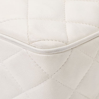 Chanel Matelasse Coco Mark With Fringe Bijoux Chain Shoulder Lambskin White