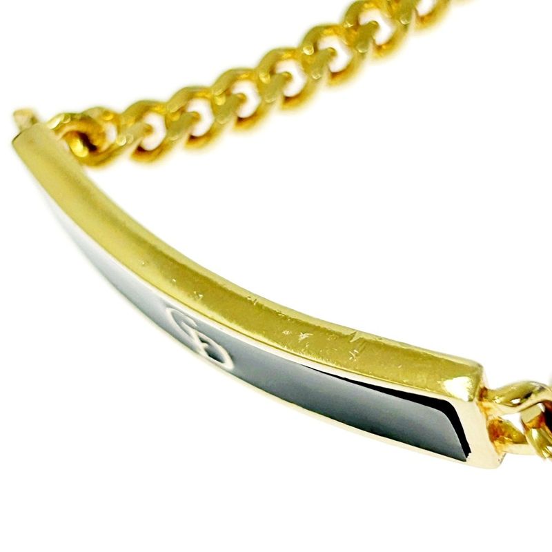 Christian Dior GP CD Logo Plate Bracelet Gold Black 346825 Bracelet