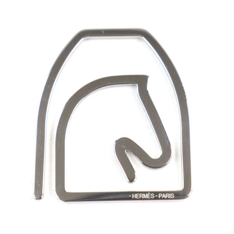 Hermes Z4140 Echestre Logo Engraved Horse Shape Billfold Bill Clip Money Clip