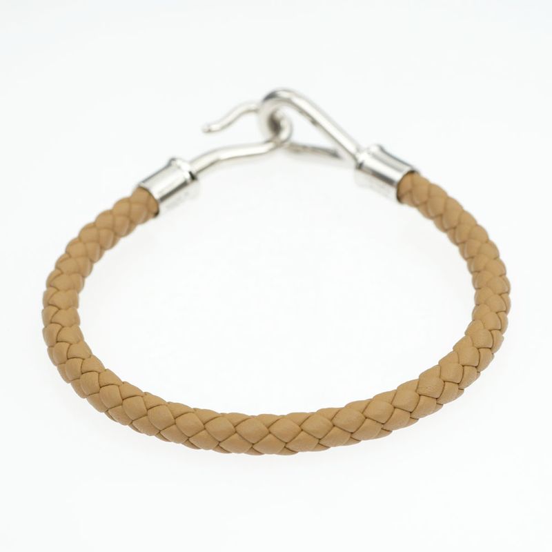 Hermes Jumbo Bracelet Braided Biscuit Silver-hardware Leather Bracelet