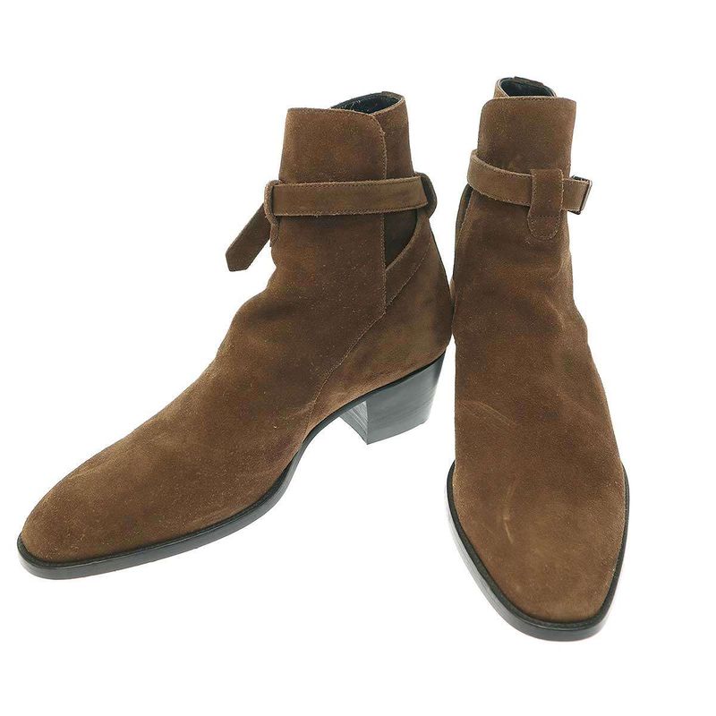 Saint Laurent Paris Wyatt 40 Jodhpurs Suede Leather Boots 443200 Brown 41