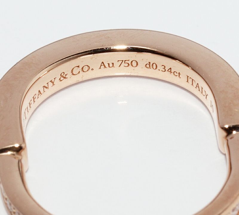 Tiffany & Co 18K Pink Gold Diamond 034ct Lock Ring Full Diamond