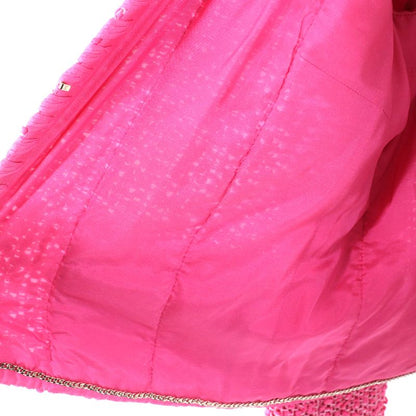 CHANEL P70041 Coco Mark Gold Button Cotton Tweed Collarless Jacket Pink 36 Made