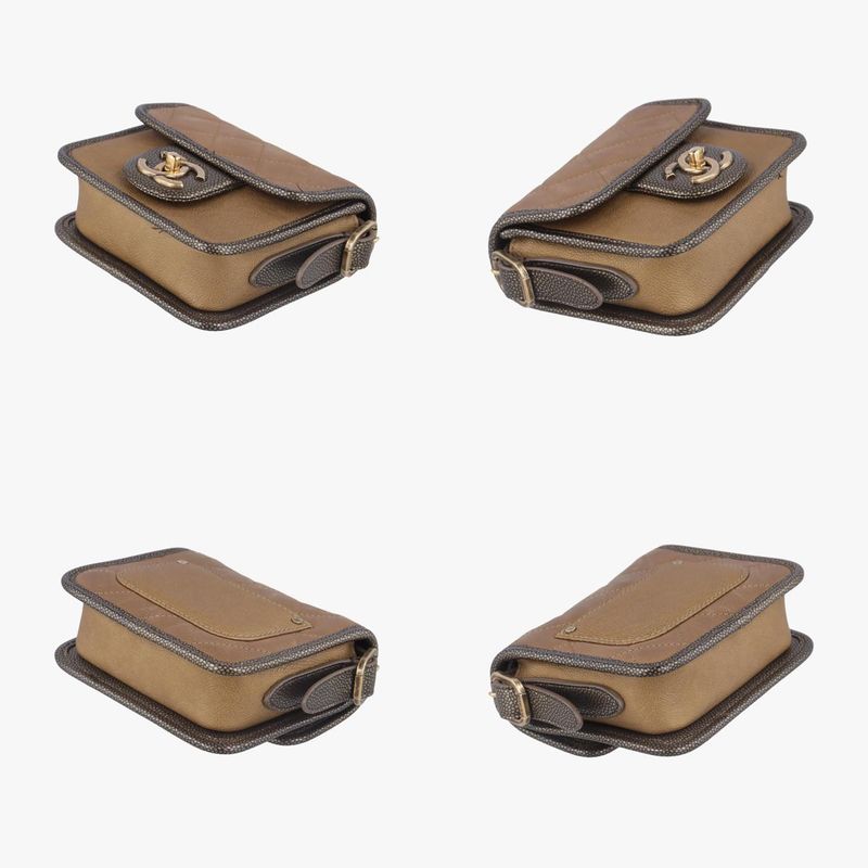 Chanel Back Toss School Mini Flap Gold Leather A67252 17089864