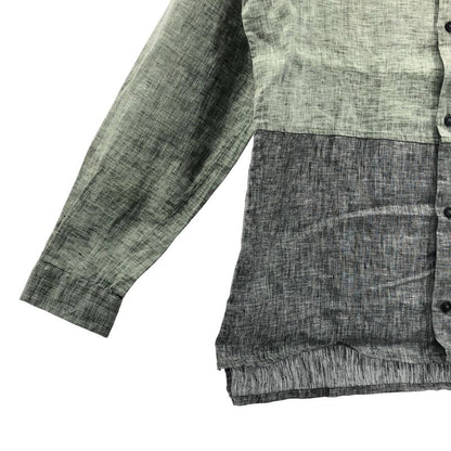 Loewe - Two Tone Linen Long Sleeve Shirt - S - Gray Green - Mens